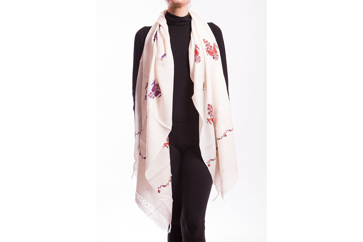 Pashminas de lana día/noche, blanca